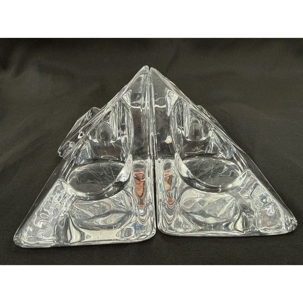 Nybro Sweden Pyramid Art Glass Set of 4 Candle Holders by Kjellstrom